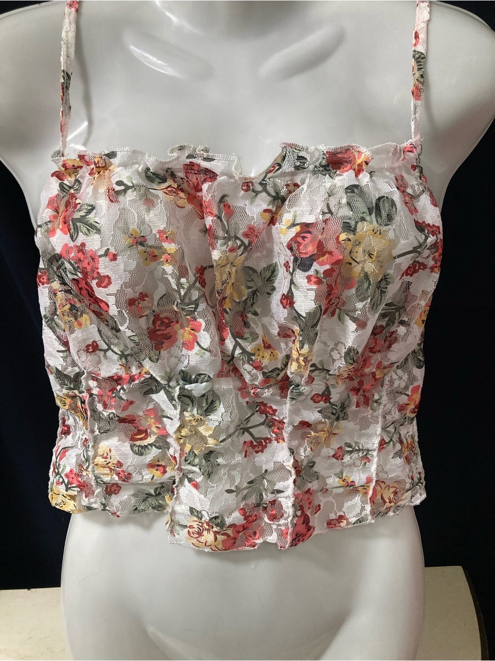 SHEIN Curve Floral Lace Bustier Cami 0XL Coquette (XL)